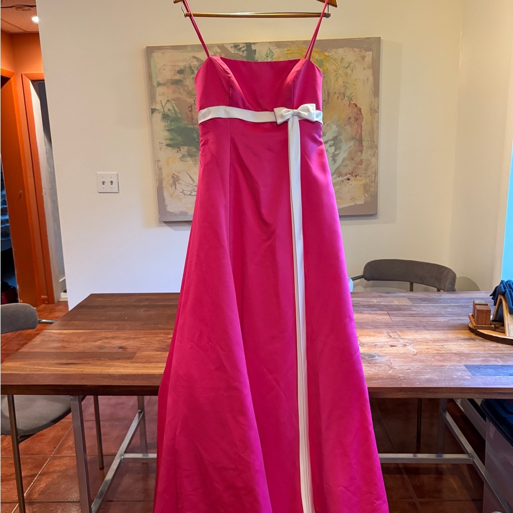 Alfred Angelo Fuchsia Dress with White Trim Bridesmaid Prom Barbie